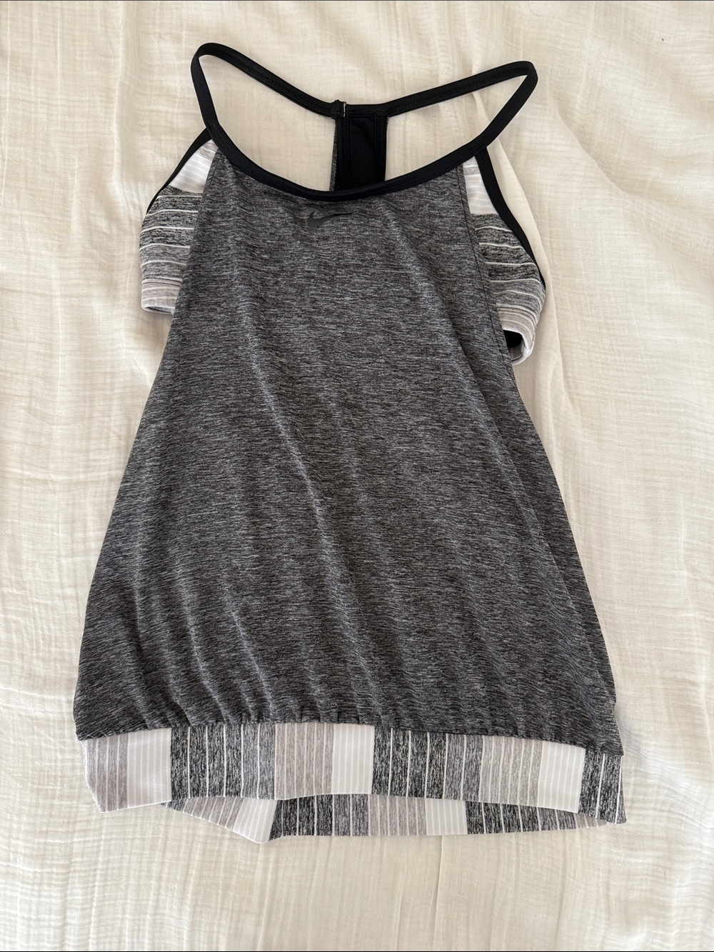 Nike Charcoal Gray Strappy Athletic Tank with Contrast Hem